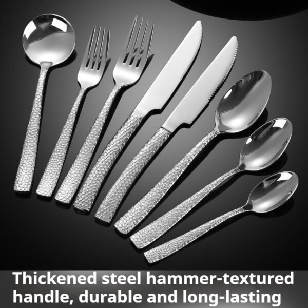 CJ-0020   304 stainless steel hammered pattern European-style tableware knife, fork and spoon, thickened water cube steak knife, dessert spoon, ladle and spoon