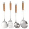 MZCJ-0002   Home and Kitchen Gadget Stainless Steel Spoon Ladle Utensils Set Wood Grain Handle Insulation Kitchenware Cooking Utensils Sets