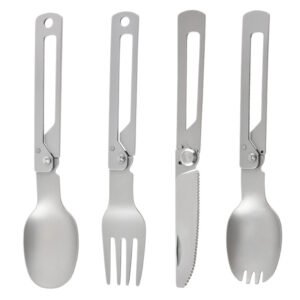 CJ-0017   Camp Utensils 304 Frame Lock Foldable Fork Spoon Lightweight Outdoor Tableware Camping Cutlery for Camping Picnic