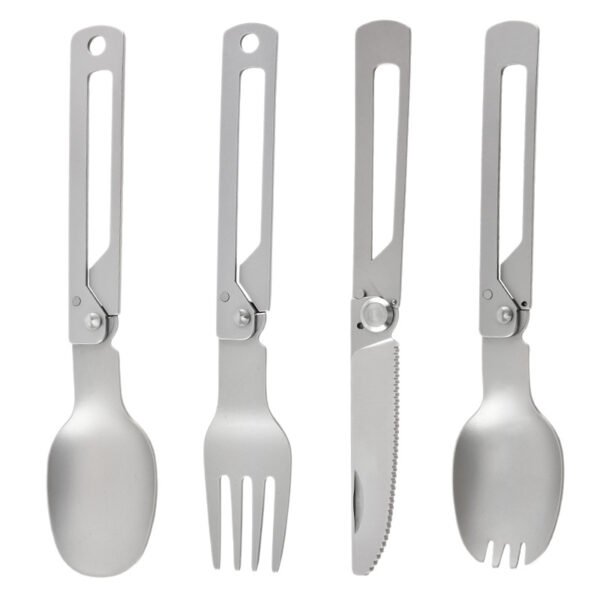CJ-0017   Camp Utensils 304 Frame Lock Foldable Fork Spoon Lightweight Outdoor Tableware Camping Cutlery for Camping Picnic
