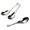 CJ-0023   304 stainless steel spoon - vintage thickened high-profile soup spoon with hammer pattern design - household dinner spoon with hanging holes and handle spoon