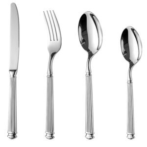 主图_5 CJ-0024   Roman Column Series Thickened Hammered Stainless Steel Knife, Fork, Spoon, Tea Spoon Western Dining Set for Steak House and Restaurant Dessert Fork