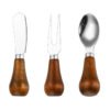 MZCJ-0005   Children's creative tableware with anti-slip wooden handles. Children's spoon, fork and knife set. Can stand upright on a flat surface