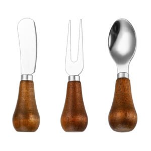 主图_5 MZCJ-0005   Children's creative tableware with anti-slip wooden handles. Children's spoon, fork and knife set. Can stand upright on a flat surface