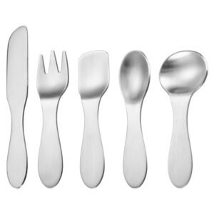 主图_5 CJ-0030   304 stainless steel ice cream ice cream dessert small handle spoon for household use, children's mini creative knife, fork and spoon