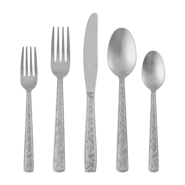 CJ-0010   Stainless steel creative set of cutlery (forks, knives, spoons) with rope texture handle It is made using a retro distressed technique Suitable for hotels and restaurants. Customizable set gift box is available