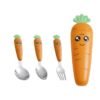SLCJ-0001   Portable tableware set - Cute cartoon carrot - Stainless steel knife, fork, ladle, scraping spoon, colander. Choose any three sets and pack them in a carrot-shaped storage box