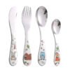 CJ-0004  304 Stainless Steel Children's Knife Fork and Spoon Baby Cartoon Cutlery 4 PCS Set Western Food Tableware
