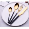 CJ-0028   304, 420 Stainless Steel Tableware Set - Steak Knife, Fork and Spoon Set (4 Pieces) - Available in various colors for customization