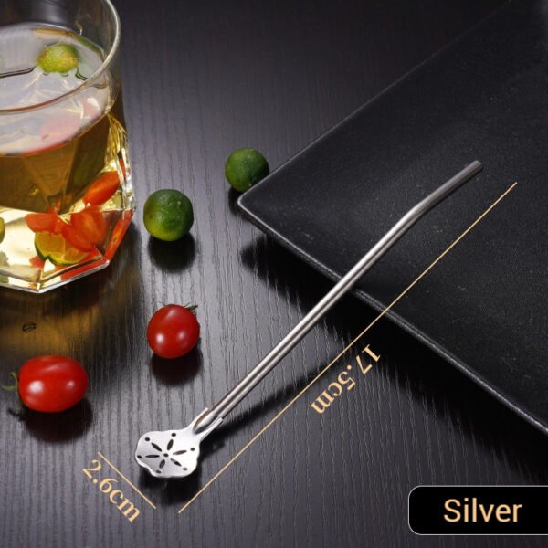 304 Stainless Steel Straw, Detachable Filter Straw Spoon, Juice Coffee Stirring Straw Filter Spoon