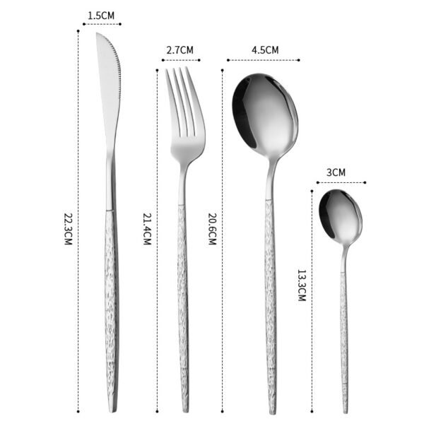 CJ-0003  Our Eco-Friendly Stone Patterned Cutlery Set Pointed Handle Durable Rust-Proof Made of Food-Grade Stainless Steel