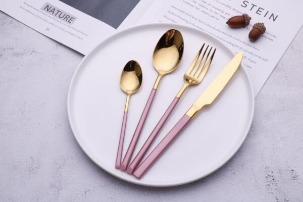 CJ-0028   304, 420 Stainless Steel Tableware Set - Steak Knife, Fork and Spoon Set (4 Pieces) - Available in various colors for customization