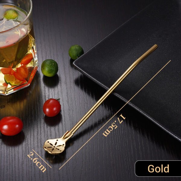 304 Stainless Steel Straw, Detachable Filter Straw Spoon, Juice Coffee Stirring Straw Filter Spoon