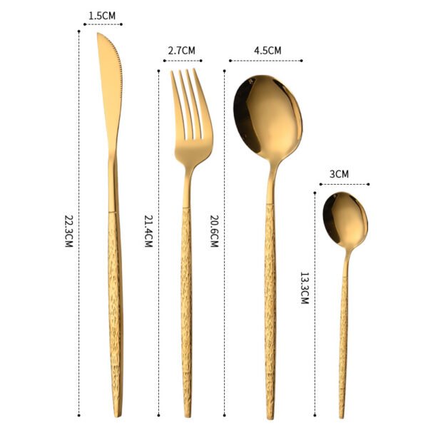 CJ-0003  Our Eco-Friendly Stone Patterned Cutlery Set Pointed Handle Durable Rust-Proof Made of Food-Grade Stainless Steel