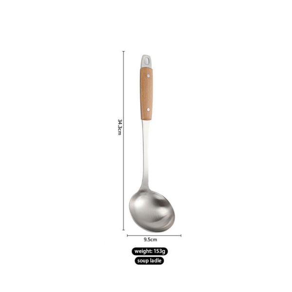 MZCJ-0002   Home and Kitchen Gadget Stainless Steel Spoon Ladle Utensils Set Wood Grain Handle Insulation Kitchenware Cooking Utensils Sets