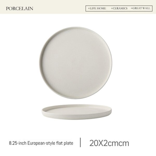 Matte Ceramic Dinner Plate White Round Spaghetti Pasta Fruit Dessert Steak Sushi Flat Serving Side Plate Restaurant Tableware
