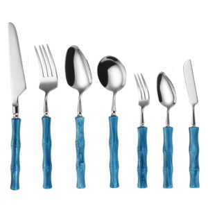 微信图片_20250821215556_592_96.png_57cfce033cb8ef47_fixed SLCJ-0003   304 stainless steel creative Western dining set with anti-slip acrylic handles. There are 7 different styles of knives, spoons and forks, and 3 colors are available for selection