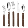 MZCJ-0003   430 stainless steel knife, fork and spoon set with French rivets. Anti-slip wooden handles. Hotel western tableware. Steak knife, fork and spoon set