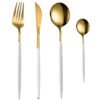 CJ-0011   Stainless steel Portuguese-style tableware set - knife, fork, teaspoon, ladle set of four. Available in multiple color options