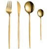 CJ-0011   Stainless steel Portuguese-style tableware set - knife, fork, teaspoon, ladle set of four. Available in multiple color options