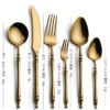 CJ-0014   Western dining set - Steak knife, fork, spoon - Complete set of six pieces. Made of 304 stainless steel. Available in 5 different colors