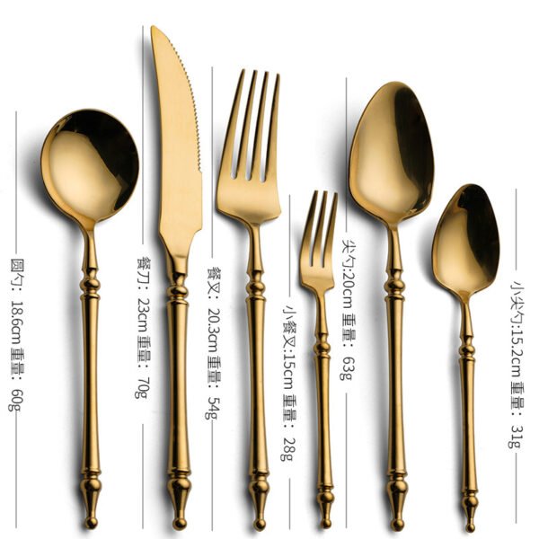 CJ-0014   Western dining set - Steak knife, fork, spoon - Complete set of six pieces. Made of 304 stainless steel. Available in 5 different colors