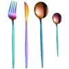 CJ-0011   Stainless steel Portuguese-style tableware set - knife, fork, teaspoon, ladle set of four. Available in multiple color options