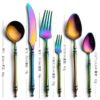 CJ-0014   Western dining set - Steak knife, fork, spoon - Complete set of six pieces. Made of 304 stainless steel. Available in 5 different colors