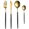 CJ-0011   Stainless steel Portuguese-style tableware set - knife, fork, teaspoon, ladle set of four. Available in multiple color options