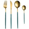 CJ-0011   Stainless steel Portuguese-style tableware set - knife, fork, teaspoon, ladle set of four. Available in multiple color options