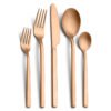 CJ-0012   Matte black handle stainless steel knife, fork and spoon set of 5 pieces. Flat one-piece formed tableware set.