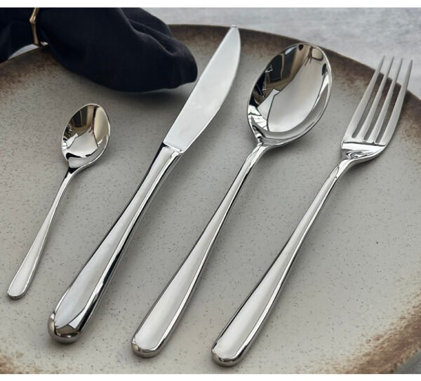 CJ-0022   304 stainless steel thickened western dining set including steak knife, dinner knife, main meal fork, main meal spoon, main soup spoon, dessert knife, dessert fork, dessert spoon, tea spoon, tea fork, butter knife, coffee spoon, fruit fork, ice scoop