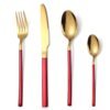 CJ-0028   304, 420 Stainless Steel Tableware Set - Steak Knife, Fork and Spoon Set (4 Pieces) - Available in various colors for customization