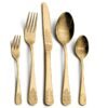 CJ-0013   Stainless steel tableware knife, fork, ladle - 5-piece set. Palace luxury embossed pattern European-style tableware for dining.