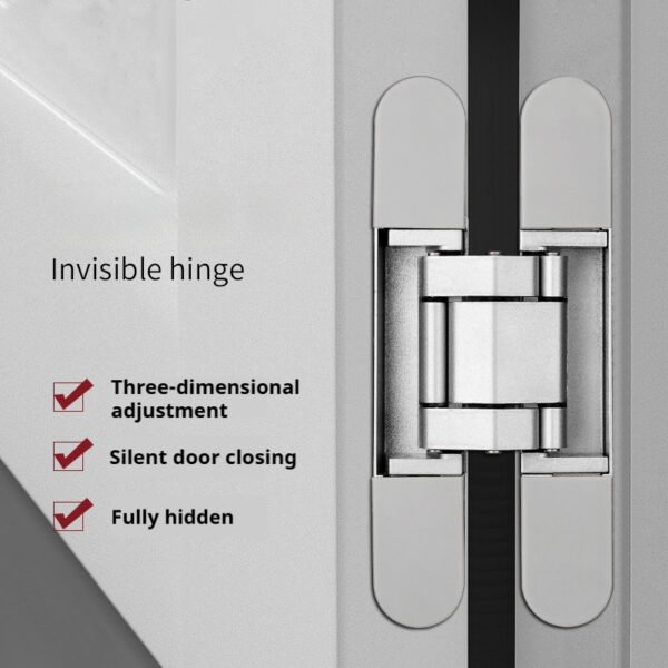 Three-dimensional adjustable invisible hinge. Suitable for concealed doors, folding wooden doors and silent invisible hinges of concealed doors.